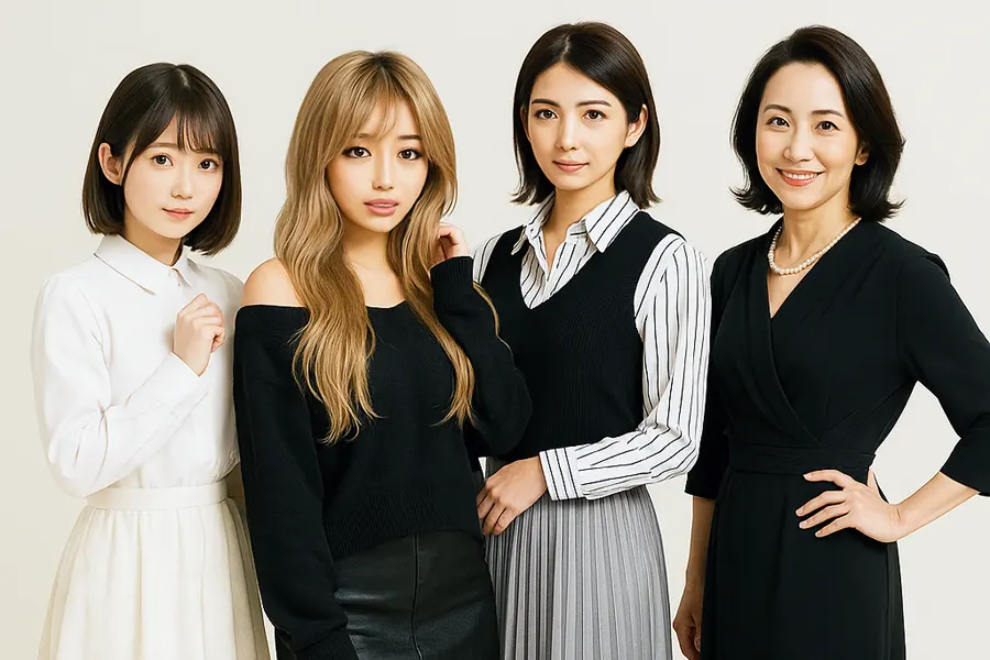 種類別のAV女優4人