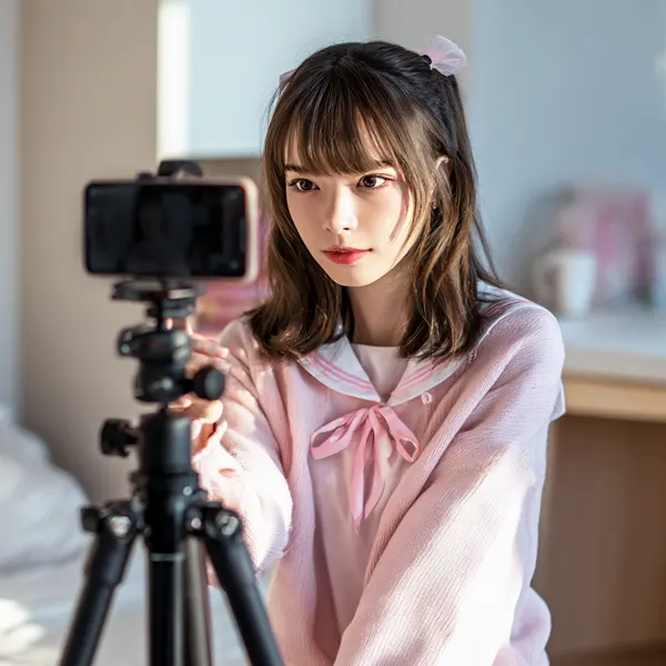 生配信して稼ぐ女性
