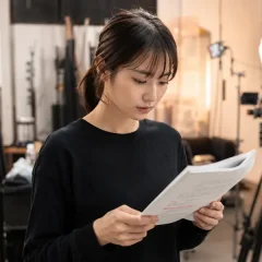 台本を読むAV女優